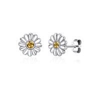 Philip Jones Sterling Silver Daisy Earrings Created with Zircondia® Crystals