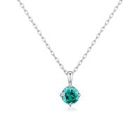 Philip Jones Sterling Silver December (Blue Topaz) Birthstone Necklace Created with Zircondia® Crystals