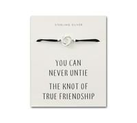 Philip Jones Sterling Silver Friendship Quote Corded Knot Bracelet