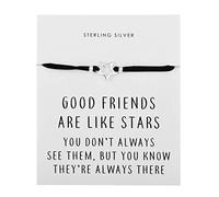 Philip Jones Sterling Silver Friendship Quote Corded Star Bracelet