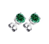 Philip Jones Sterling Silver Green Earrings Created with Zircondia® Crystals