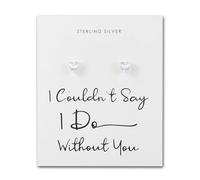 Philip Jones Sterling Silver I Couldn't Say I Do Without You Bridal Heart Earrings with Zircondia® Crystals