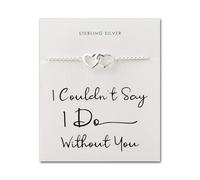 Philip Jones Sterling Silver I Couldn't Say I Do Without You Bridal Heart Link Bracelet