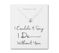 Philip Jones Sterling Silver I Couldn't Say I Do Without You Bridal Heart Necklace