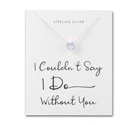 Philip Jones Sterling Silver I Couldn't Say I Do Without You Bridal Heart Solitaire Necklace with Zircondia® Crystals
