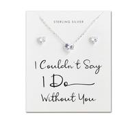 Philip Jones Sterling Silver I Couldn't Say I Do Without You Bridal Heart Solitaire Set Created with Zircondia® Crystals