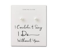 Philip Jones Sterling Silver I Couldn't Say I Do Without You Bridal Pearl Earrings