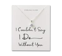 Philip Jones Sterling Silver I Couldn't Say I Do Without You Wedding Solitaire Crystal Necklace