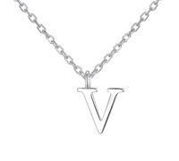 Philip Jones Sterling Silver Initial V Necklace