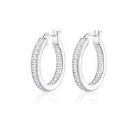 Philip Jones Sterling Silver Inside Outside Hoop Earrings Created with Zircondia® Crystals