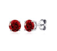 Philip Jones Sterling Silver January (Garnet) Birthstone Earrings Created with Zircondia® Crystals