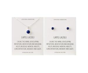 Philip Jones Sterling Silver Lapis Gemstone Set with Quote Card