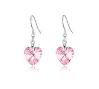 Philip Jones Sterling Silver Light Rose Heart Earrings Created with Zircondia® Crystals