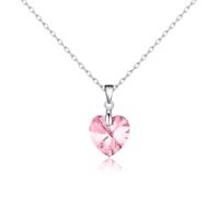 Philip Jones Sterling Silver Light Rose Heart Necklace Created with Zircondia® Crystals