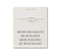 Philip Jones Sterling Silver Mother and Daughter Quote Heart Link Bracelet