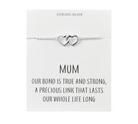 Philip Jones Sterling Silver Mum Quote Heart Link Bracelet