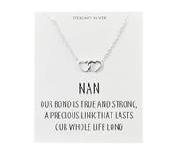 Philip Jones Sterling Silver Nan Quote Heart Link Necklace