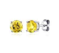 Philip Jones Sterling Silver November (Topaz) Birthstone Earrings Created with Zircondia® Crystals