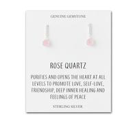 Philip Jones Sterling Silver Rose Quartz Gemstone Drop Earrings with Quote Card