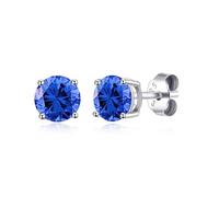 Philip Jones Sterling Silver September (Sapphire) Birthstone Earrings Created with Zircondia® Crystals