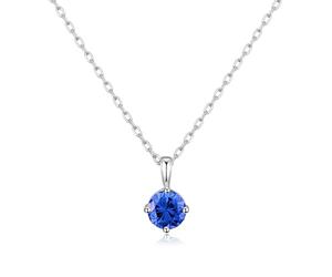 Philip Jones Sterling Silver September (Sapphire) Birthstone Necklace Created with Zircondia® Crystals