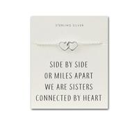 Philip Jones Sterling Silver Sister Heart Link Bracelet with Quote Card