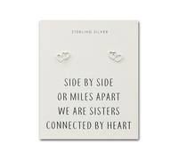Philip Jones Sterling Silver Sister Heart Link Earrings with Quote Card
