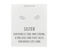 Philip Jones Sterling Silver Sister Quote Heart Link Earrings