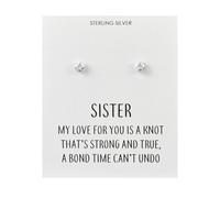 Philip Jones Sterling Silver Sister Quote Knot Earrings
