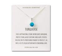 Philip Jones Sterling Silver Synthetic Turquoise Gemstone Necklace with Quote Card
