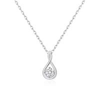 Philip Jones Sterling Silver Teardrop Twist Necklace Created with Zircondia® Crystals