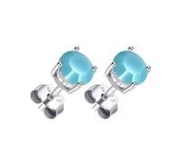 Philip Jones Sterling Silver Turquoise Earrings Created with Zircondia® Crystals