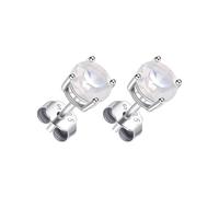 Philip Jones Sterling Silver White Opal Earrings Created with Zircondia® Crystals