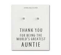 Philip Jones Sterling Silver World's Greatest Auntie Crystal Earrings