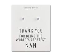 Philip Jones Sterling Silver World's Greatest Nan Crystal Earrings