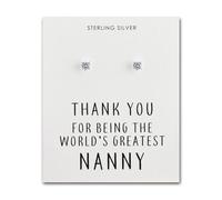 Philip Jones Sterling Silver World's Greatest Nanny Crystal Earrings