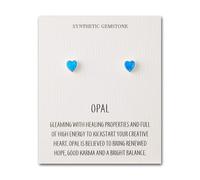 Philip Jones Synthetic Blue Opal Heart Stud Earrings with Quote Card