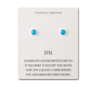 Philip Jones Synthetic Blue Opal Stud Earrings with Quote Card