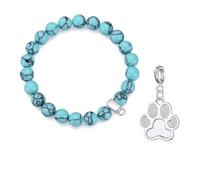 Philip Jones Synthetic Turquoise Gemstone Charm Bracelet Created with Zircondia® Crystals (choice of 15 charms) (Paw)
