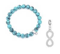 Philip Jones Synthetic Turquoise Gemstone Charm Bracelet Created with Zircondia® Crystals (choice of 15 charms) (Infinity)