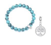 Philip Jones Synthetic Turquoise Gemstone Charm Bracelet Created with Zircondia® Crystals (choice of 15 charms) (Tree of Life)