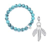 Philip Jones Synthetic Turquoise Gemstone Charm Bracelet Created with Zircondia® Crystals (choice of 15 charms) (Feathers)