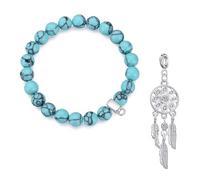 Philip Jones Synthetic Turquoise Gemstone Charm Bracelet Created with Zircondia® Crystals (choice of 15 charms) (Dream Catcher)