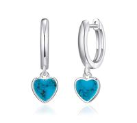 Philip Jones Synthetic Turquoise Gemstone Heart Charm Hoop Earrings