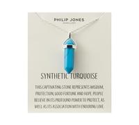 Philip Jones Synthetic Turquoise Gemstone Necklace with Quote Card