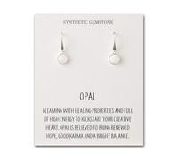 Philip Jones Synthetic White Opal Drop Earrings with Quote Card