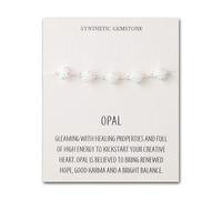 Philip Jones Synthetic White Opal Gemstone Bracelet with Quote Card