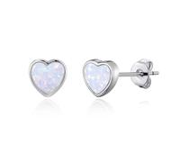 Philip Jones Synthetic White Opal Heart Stud Earrings