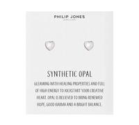 Philip Jones Synthetic White Opal Heart Stud Earrings with Quote Card
