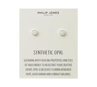Philip Jones Synthetic White Opal Stud Earrings with Quote Card